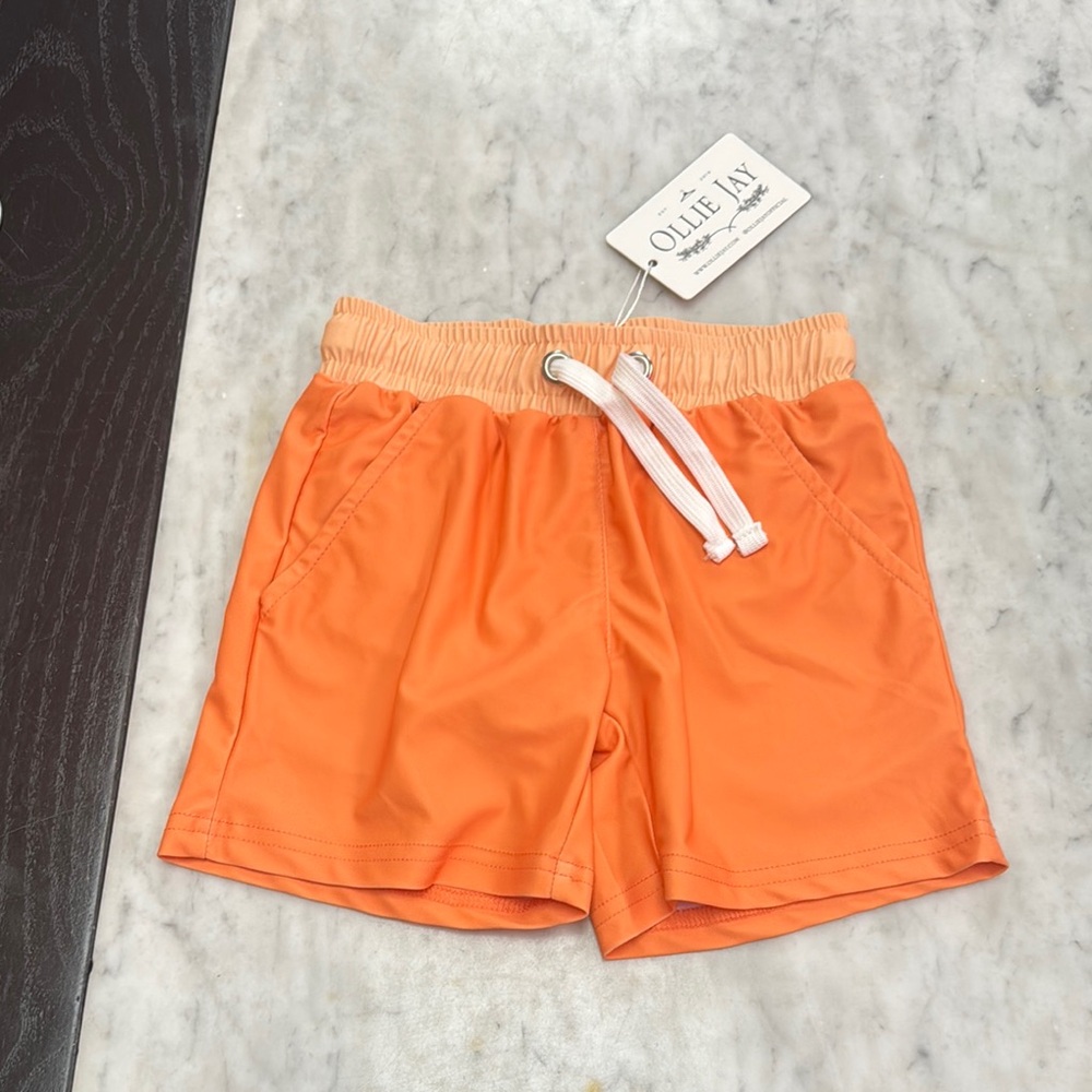 Kids Orange Swim Trunks